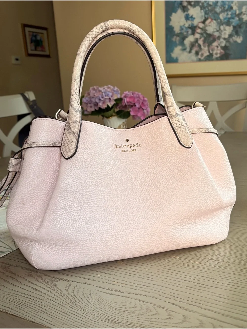 kate spade Pale Pink Pebbled Dumpling Large Satchel Bag